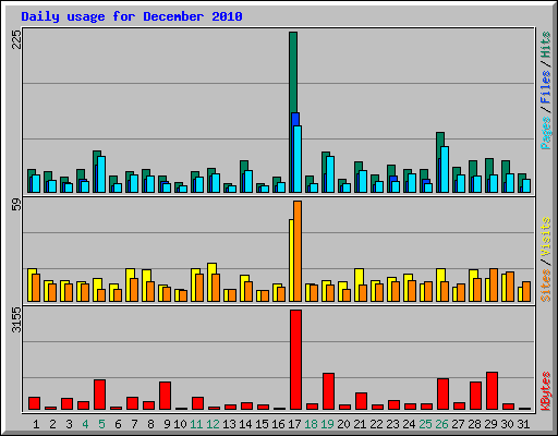 Daily usage for December 2010