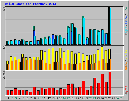 Daily usage for February 2013