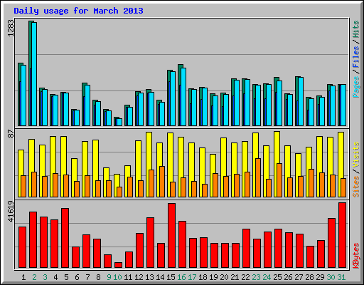 Daily usage for March 2013