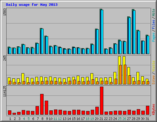 Daily usage for May 2013