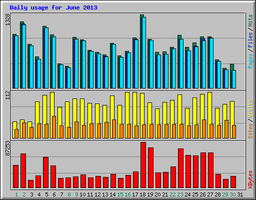 Daily usage for June 2013