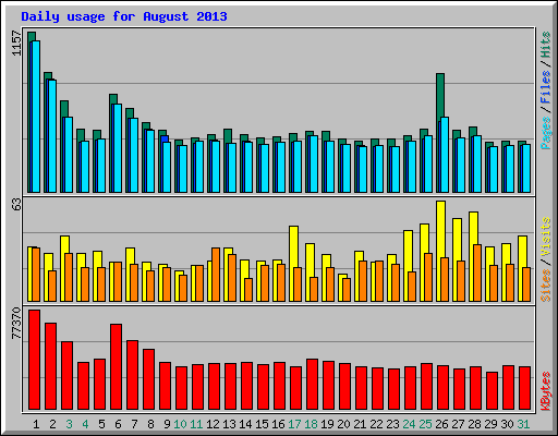 Daily usage for August 2013