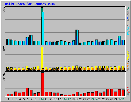 Daily usage for January 2016