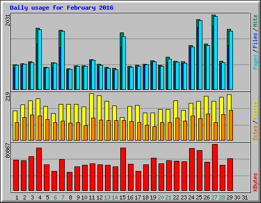 Daily usage for February 2016