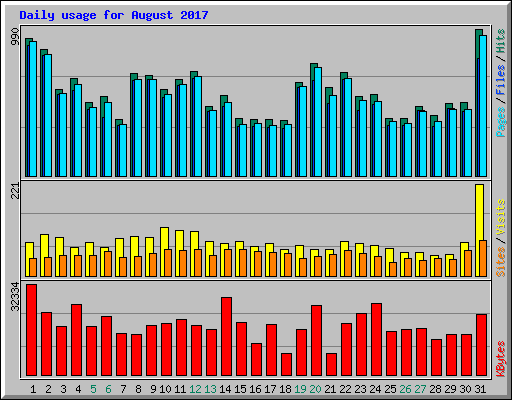 Daily usage for August 2017