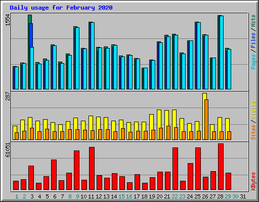 Daily usage for February 2020