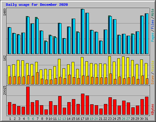 Daily usage for December 2020