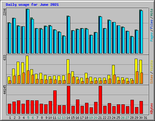 Daily usage for June 2021