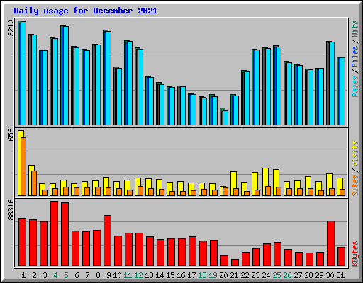 Daily usage for December 2021