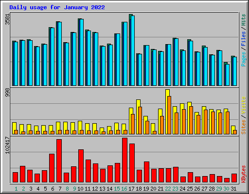 Daily usage for January 2022