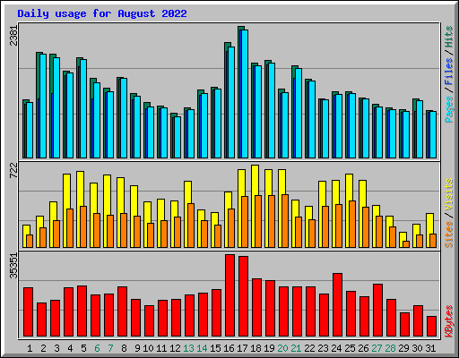 Daily usage for August 2022