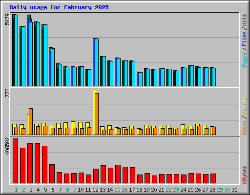 Daily usage for February 2025