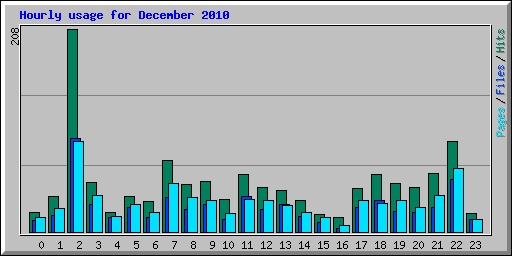 Hourly usage for December 2010