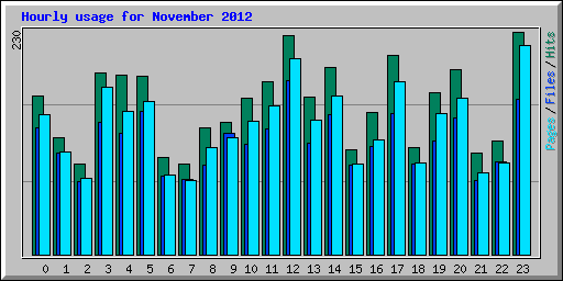 Hourly usage for November 2012