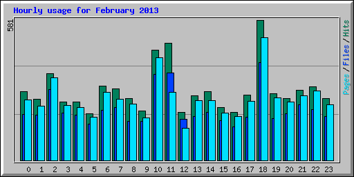 Hourly usage for February 2013