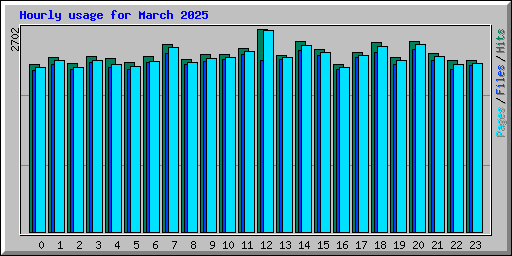 Hourly usage for March 2025